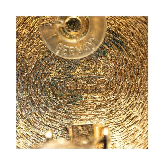 Pre Loved Dior Earrings Gold Logo Women - Picture 4 of 6